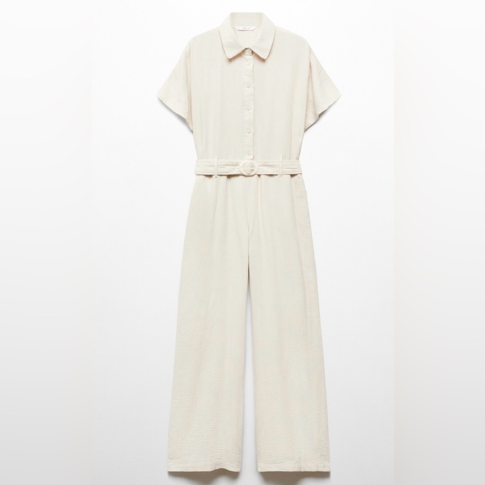 NWT Mango Belted Jumpsuit Cotton Summer Stylish Vacation Pantsuit - Picture 5 of 7